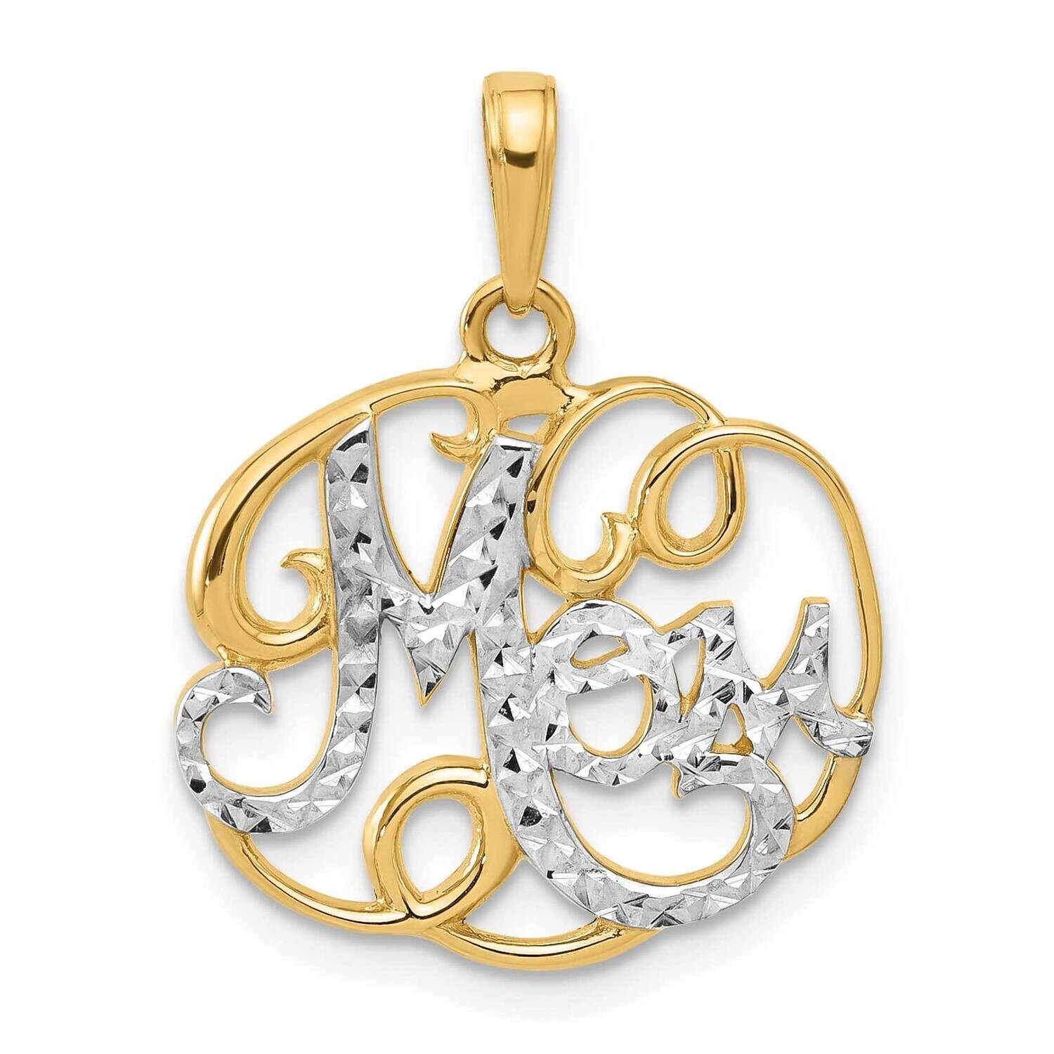 Diamond-Cut Mom In Fancy Pendant 14k Gold White Rhodium  C4855, MPN: C4855,