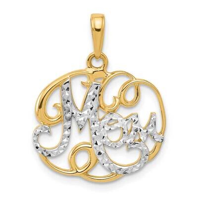 Diamond-Cut Mom In Fancy Pendant 14k Gold White Rhodium  C4855, MPN: C4855,