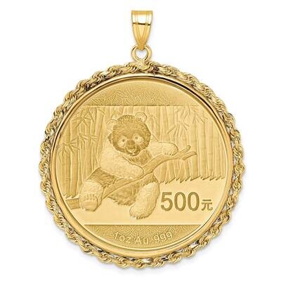 Polished Rope Prong Mounted 1Oz Panda Coin Bezel Pendant 14k Gold C3012/32.0C, MPN: C3012/32.0C,