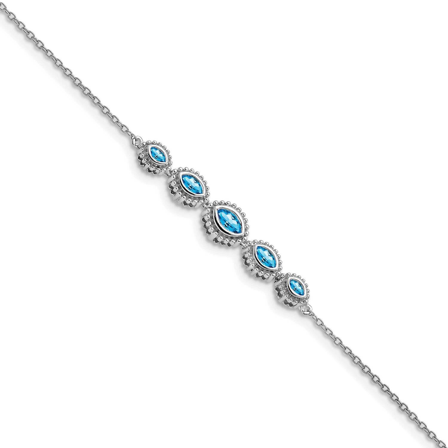 Marquise Blue Topaz Bracelet 7 Inch 14k White Gold BM7200-BT-W, MPN: BM7200-BT-W, 886774129952