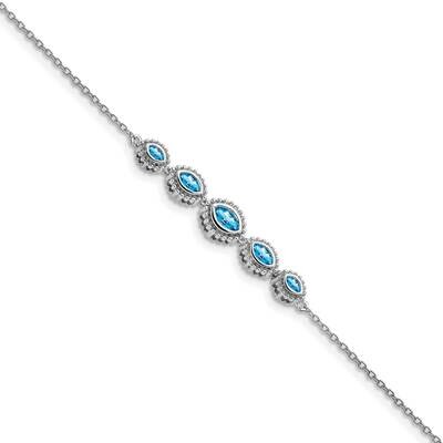 Marquise Blue Topaz Bracelet 7 Inch 14k White Gold BM7200-BT-W, MPN: BM7200-BT-W, 886774129952