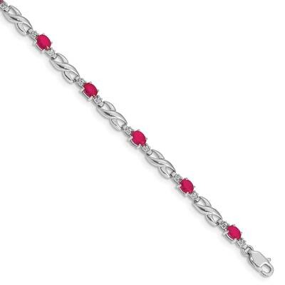Diamond Composite Ruby Bracelet 7 Inch 10k White Gold BM4477-RU-001-1WA, MPN: BM4477-RU-001-1WA, 88…