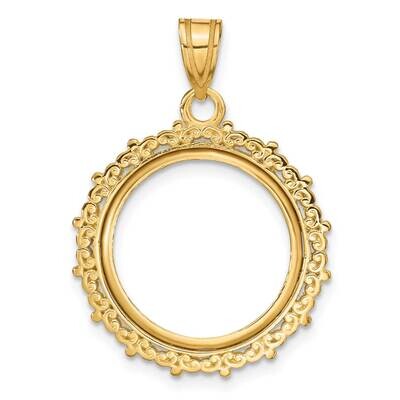 Polished Fancy Prong 16.5mm Coin Bezel Pendant 14k Gold C8187/16.5, MPN: C8187/16.5,