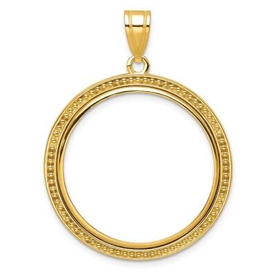 Polished Beaded Prong 27.0mm Coin Bezel Pendant 14k Gold C8183/27.0, MPN: C8183/27.0,