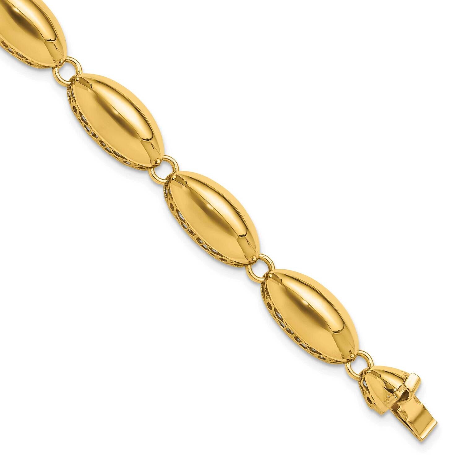 Fancy Oval Link Bracelet 7.5 Inch 14k Polished Gold FB2020-7.5, MPN: FB2020-7.5,