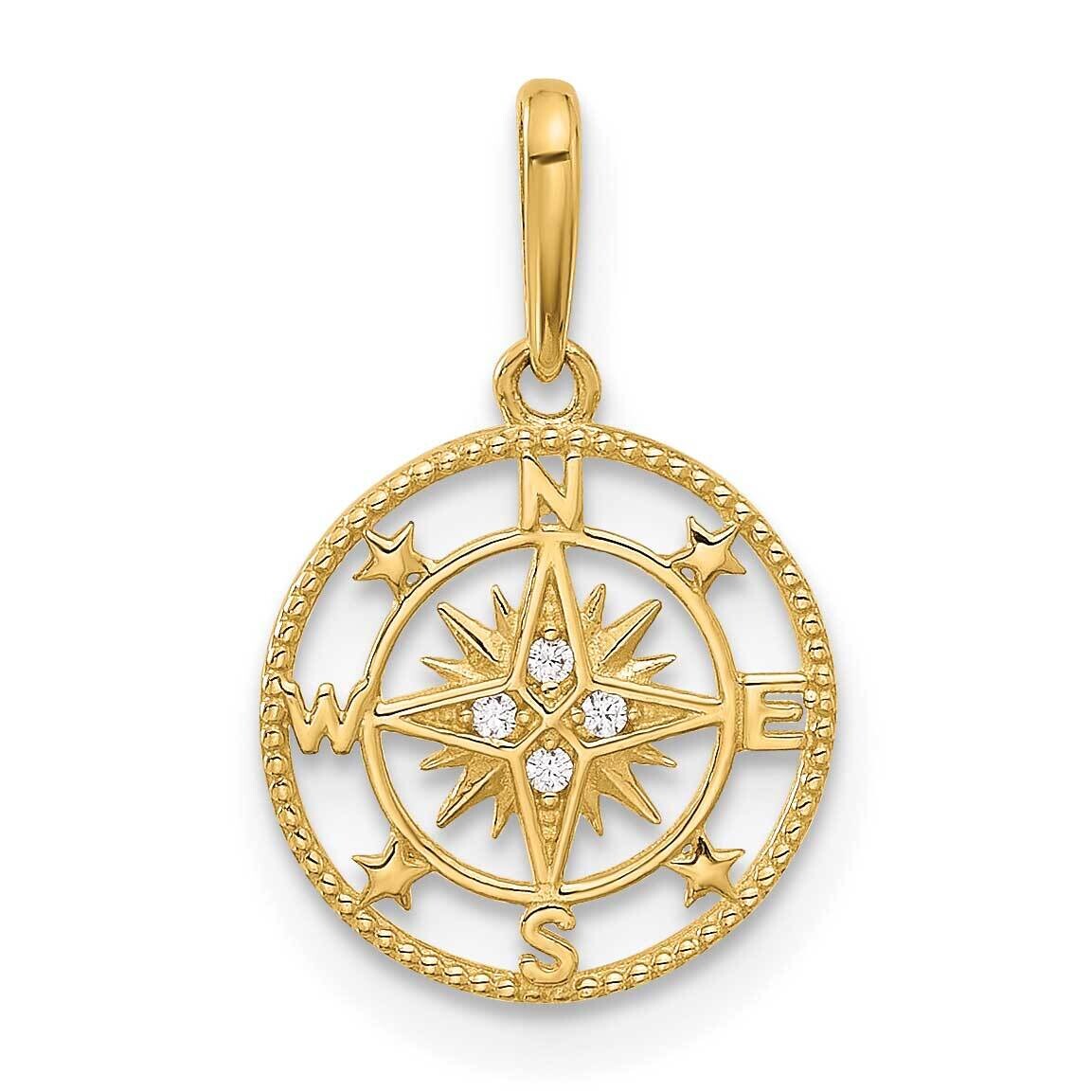 CZ Compass Pendant 14k Polished Gold C4924 by Men&#39;s Jewelry and Accessories, MPN: C4924,