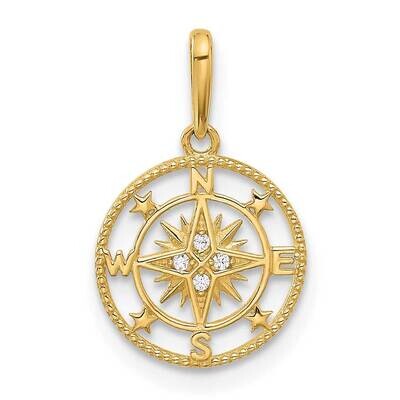 CZ Compass Pendant 14k Polished Gold C4924 by Men&#39;s Jewelry and Accessories, MPN: C4924,
