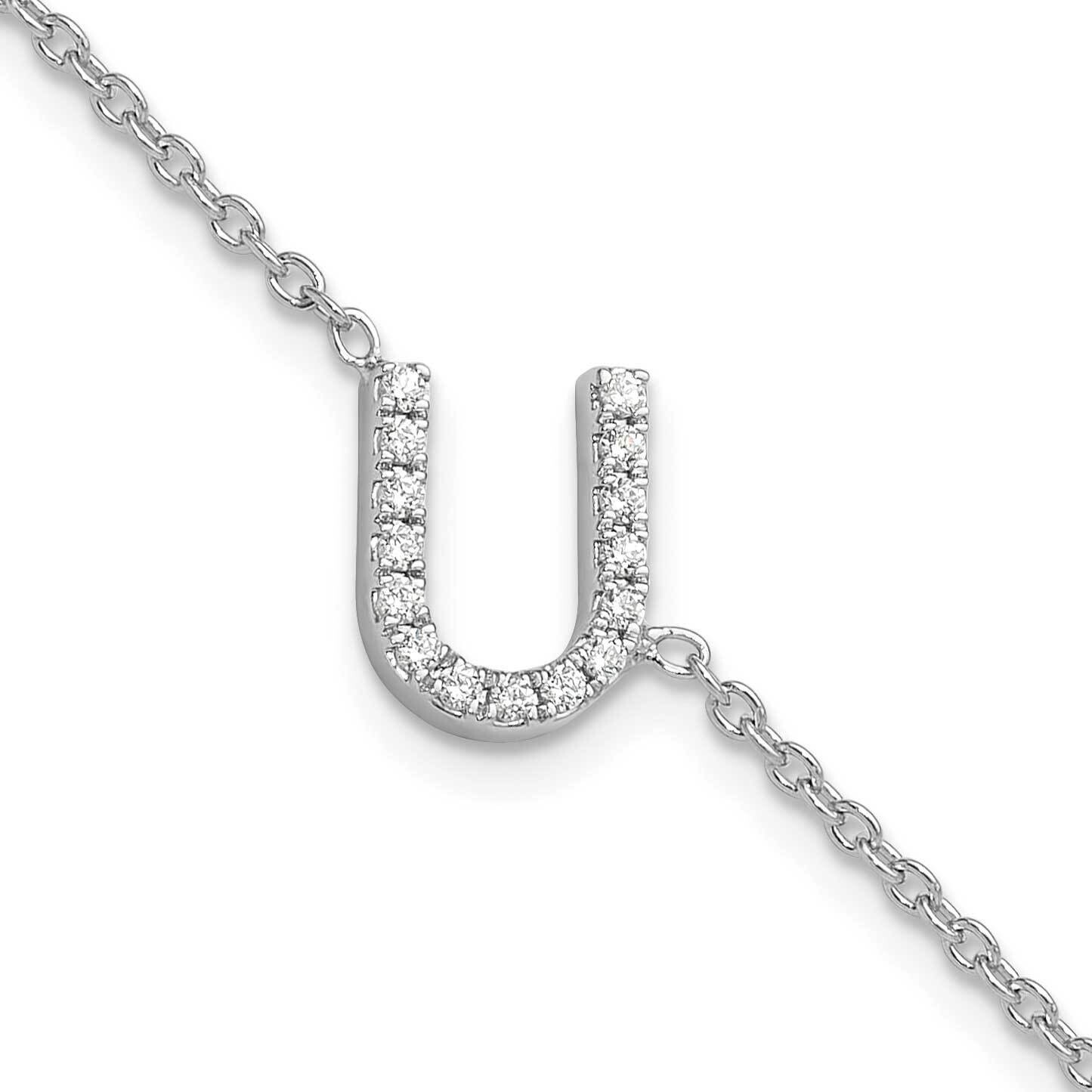 Diamond Sideways Letter U 1 Inch Extender Bracelet 14k White Gold BM9951U-018-WA