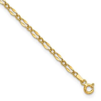 Fancy Link 9 Inch Plus 1 Inch Extension Anklet 14k Polished Gold ANK344-9, MPN: ANK344-9,