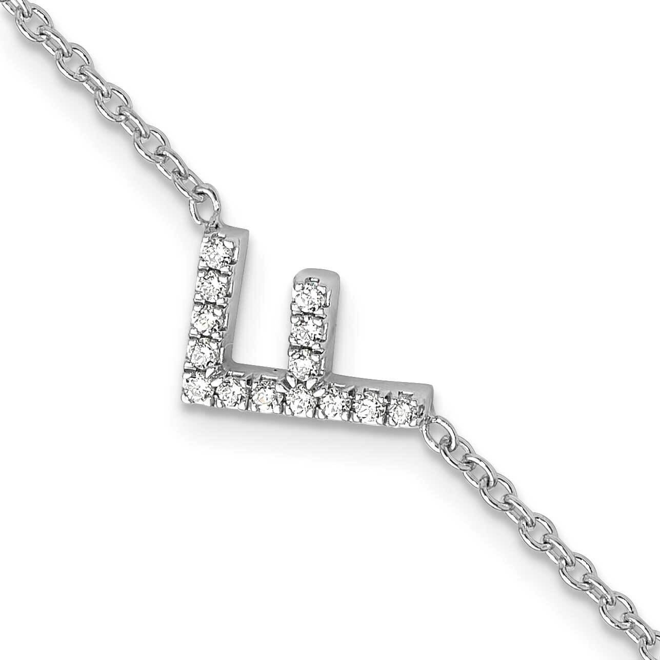 Diamond Sideways Letter F 1 Inch Extender Bracelet 14k White Gold BM9951F-017-WA