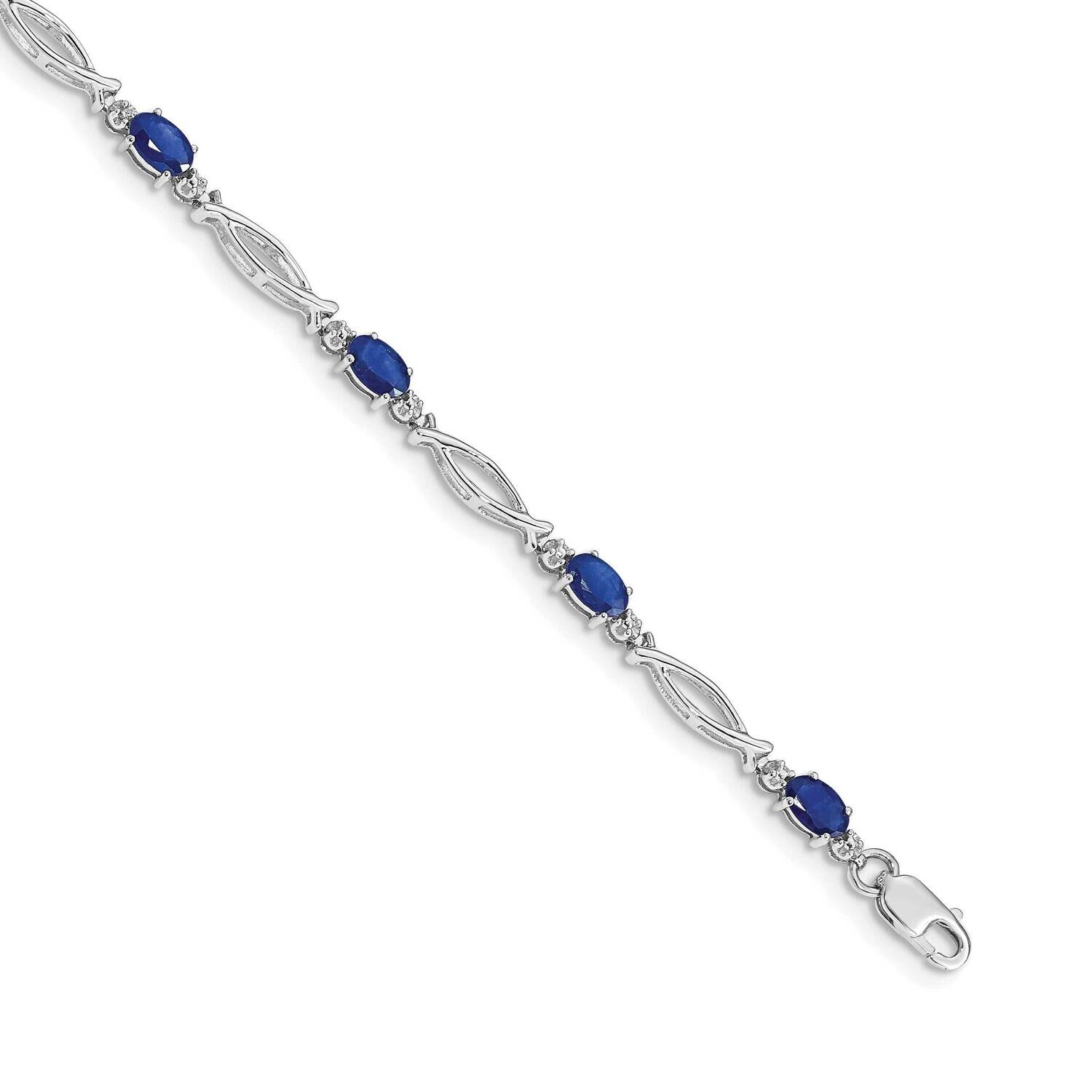 Diamond Sapphire Bracelet 7.25 Inch 10k White Gold BM4483-SA-001-1WA