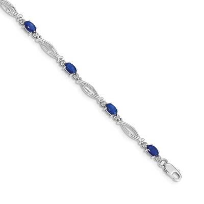 Diamond Sapphire Bracelet 7.25 Inch 10k White Gold BM4483-SA-001-1WA, MPN: BM4483-SA-001-1WA,