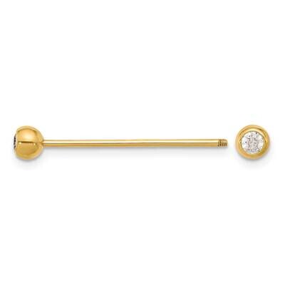 18 Gauge Polished CZ Industrial Body Jewelry 14k Gold BD281, MPN: BD281,