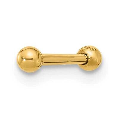 16 Gauge Polished 2.5mm Ball Bar Labret Stud 14k Gold BD243, MPN: BD243,