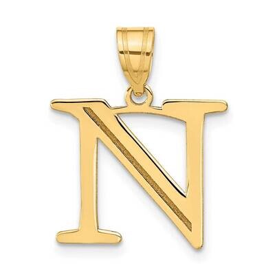 Etched Letter N Initial Pendant 10k Polished Gold 10YC1437N, MPN: 10YC1437N,