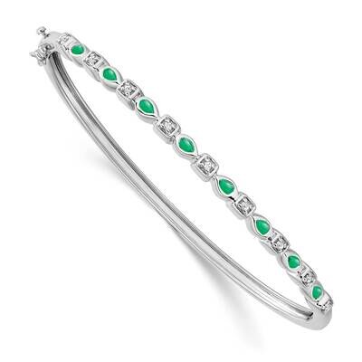 Emerald Diamond Bangle 14k White Gold BM7222-EM-011-WA, MPN: BM7222-EM-011-WA, 886774130156