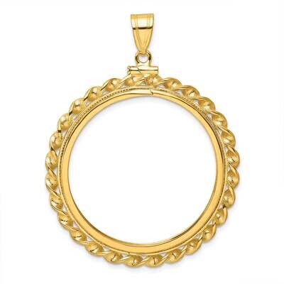 Polished Wide Twisted Wire Screw Top 32.7mm X 3mm Coin Bezel Pendant 14k Gold C8182/32.7, MPN: C818…