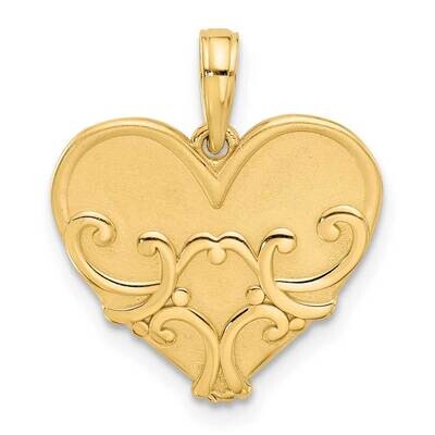 Brushed Fancy Heart Charm 14k Polished Gold D5537, MPN: D5537,
