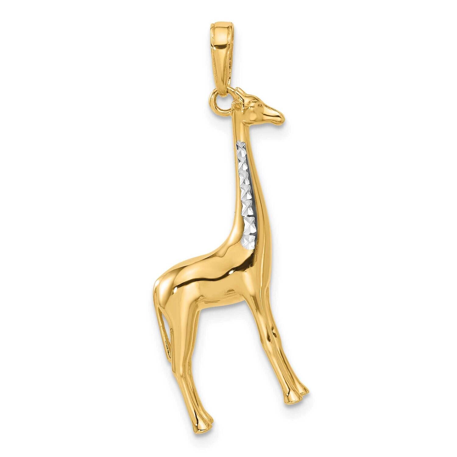 Diamond-Cut 3D Giraffe Pendant 14k Gold White Rhodium  C4906, MPN: C4906,