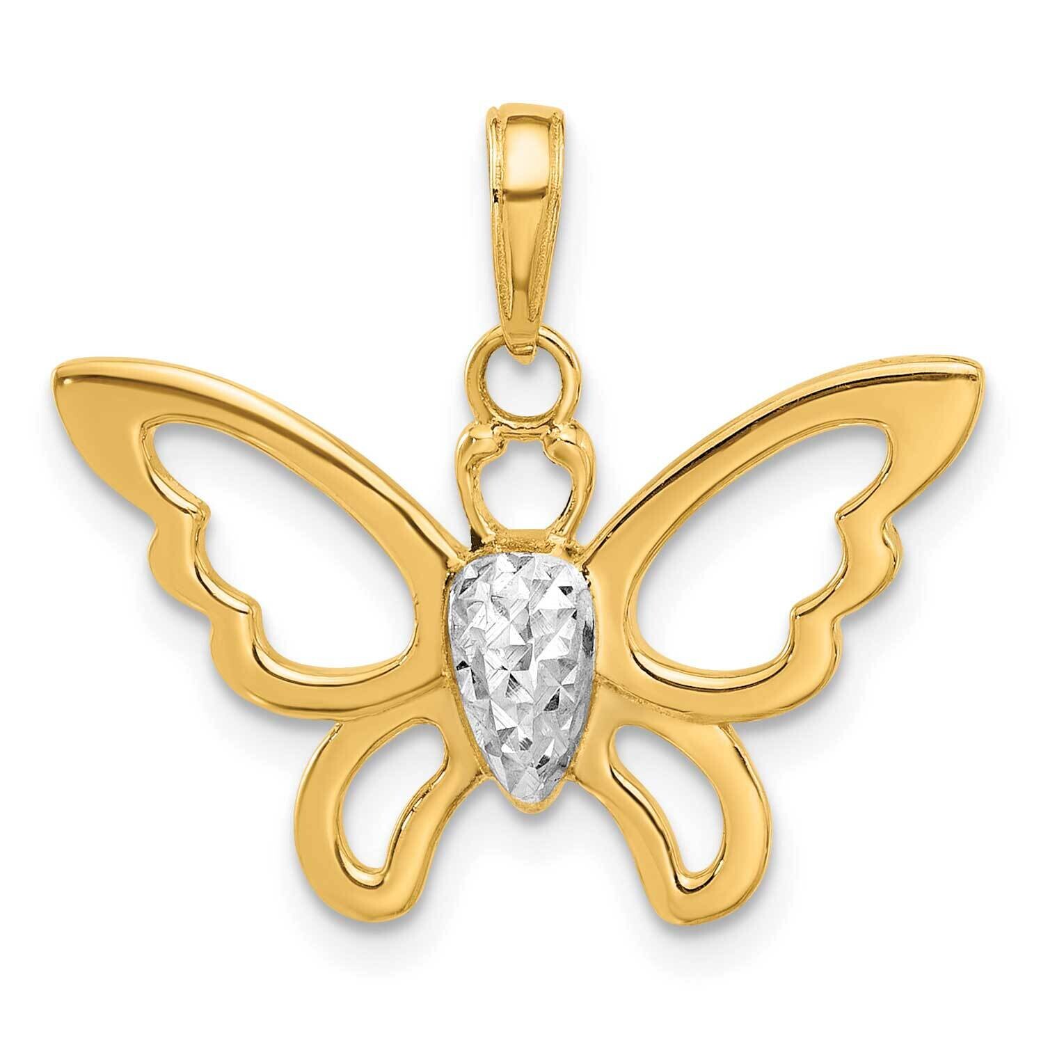 Polished Diamond-Cut Butterfly Pendant 14k Gold White Rhodium  C4876, MPN: C4876,