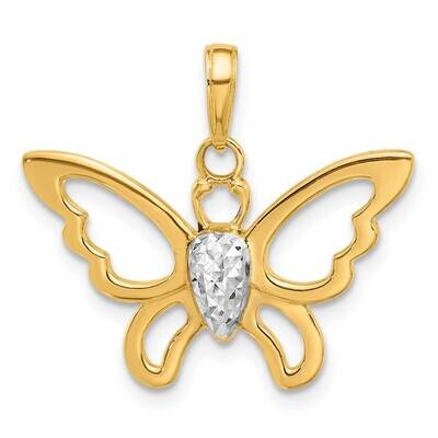 Polished Diamond-Cut Butterfly Pendant 14k Gold White Rhodium  C4876, MPN: C4876,