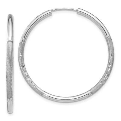 2mm Diamond-Cut Endless Hoop Earrings 10k White Gold 10XY1203, MPN: 10XY1203,