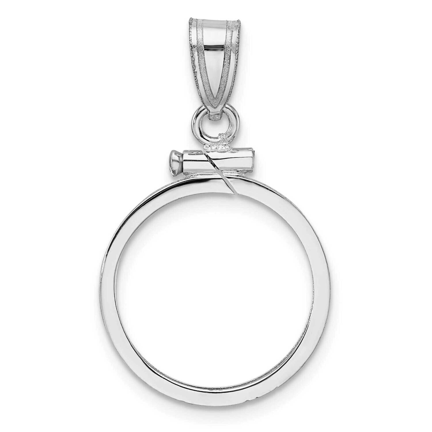 Polished Screw Top 16.5mm X 1.35mm Coin Bezel Pendant 14k White Gold C1885W/16.5, MPN: C1885W/16.5,