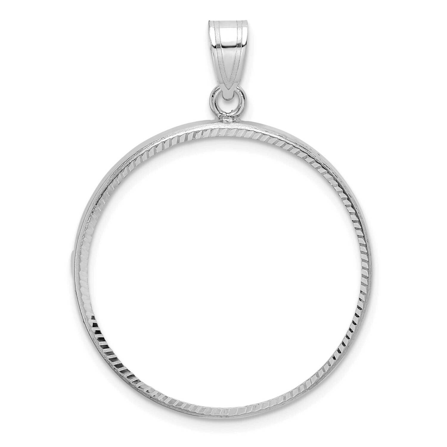 Diamond-Cut Prong 27.0mm Coin Bezel Pendant 14k White Gold C3997W/27.0, MPN: C3997W/27.0,