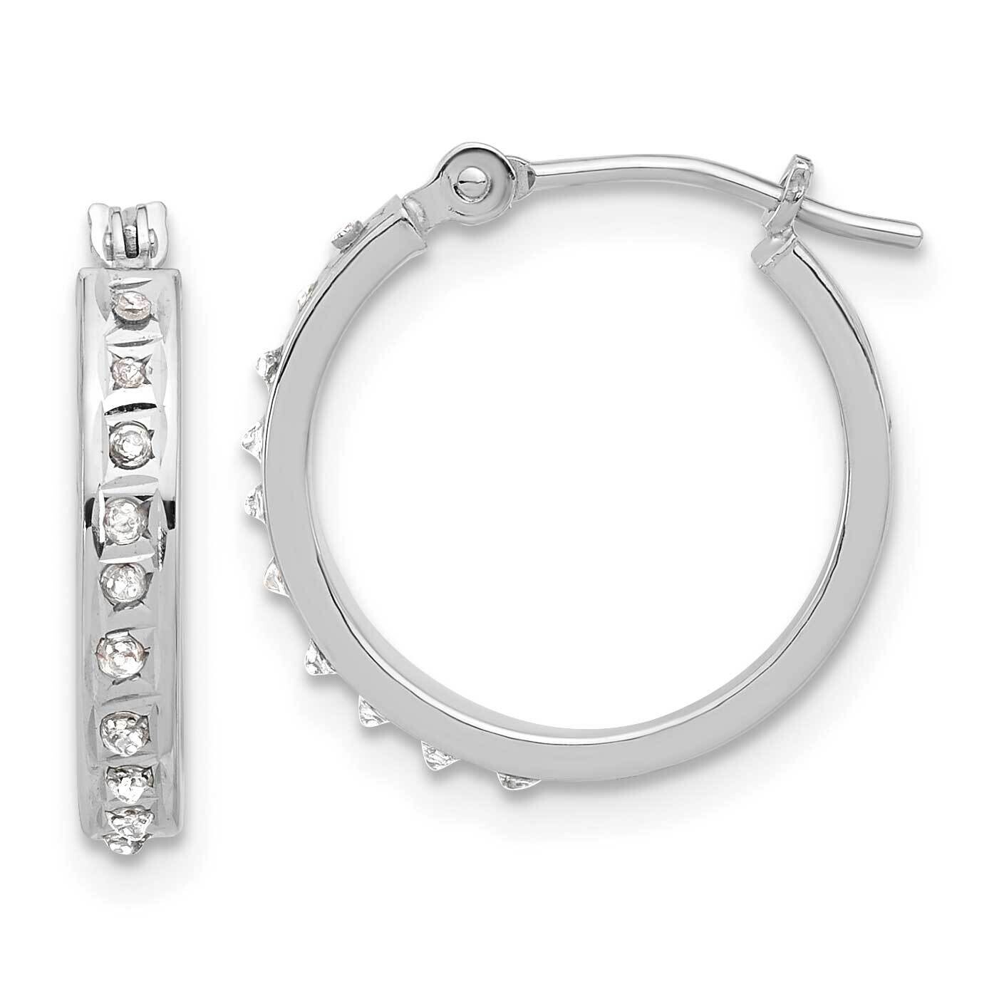 Diamond Fascination Polished Hoop Earrings 14k White Gold DF346, MPN: DF346,