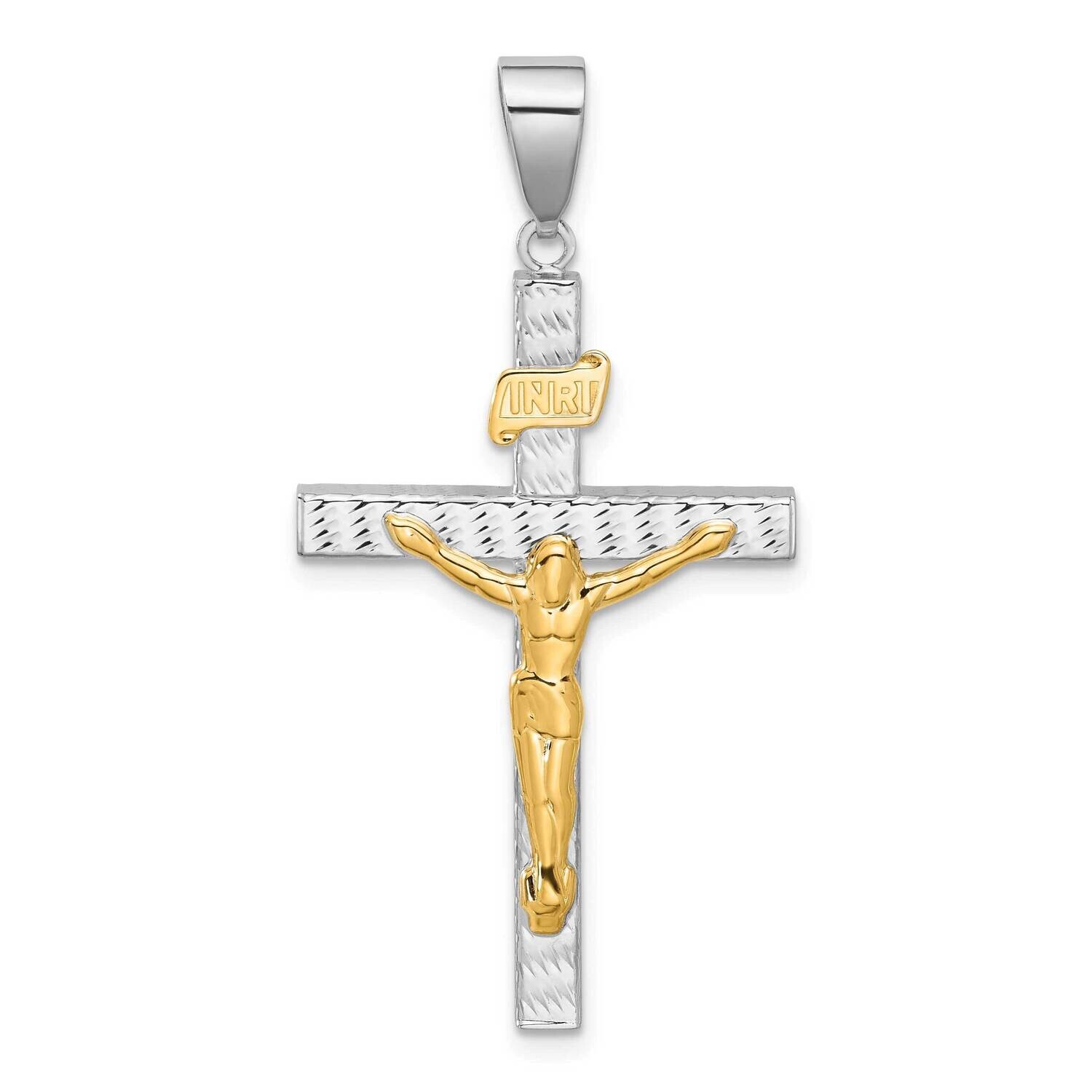 Polished Diamond-Cut Crucifix Pendant 14k Two-Tone Gold C4966