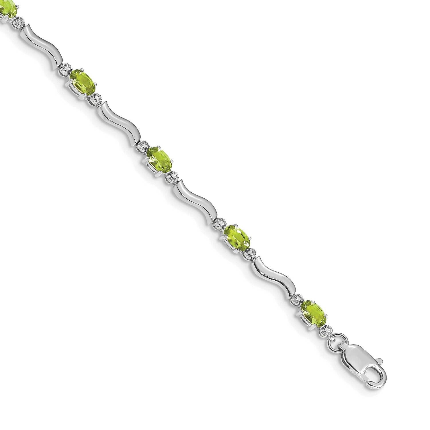 Fancy Diamond Peridot Bracelet 7 Inch 14k White Gold BM4493-PE-001-WA, MPN: BM4493-PE-001-WA,