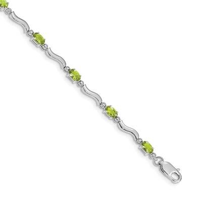 Fancy Diamond Peridot Bracelet 7 Inch 14k White Gold BM4493-PE-001-WA, MPN: BM4493-PE-001-WA,