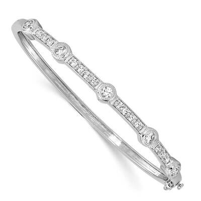 True Origin 1 Carat Lab Created Diamond Vs/Si D E F Medium 7 Inch Fancy Bangle Bracelet 14k White G…
