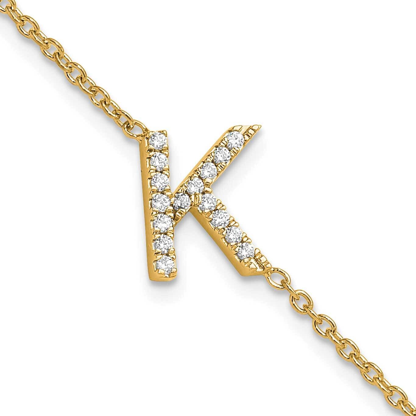 Diamond Sideways Letter K 1 Inch Extender Bracelet 14k Gold BM9951K-019-YA