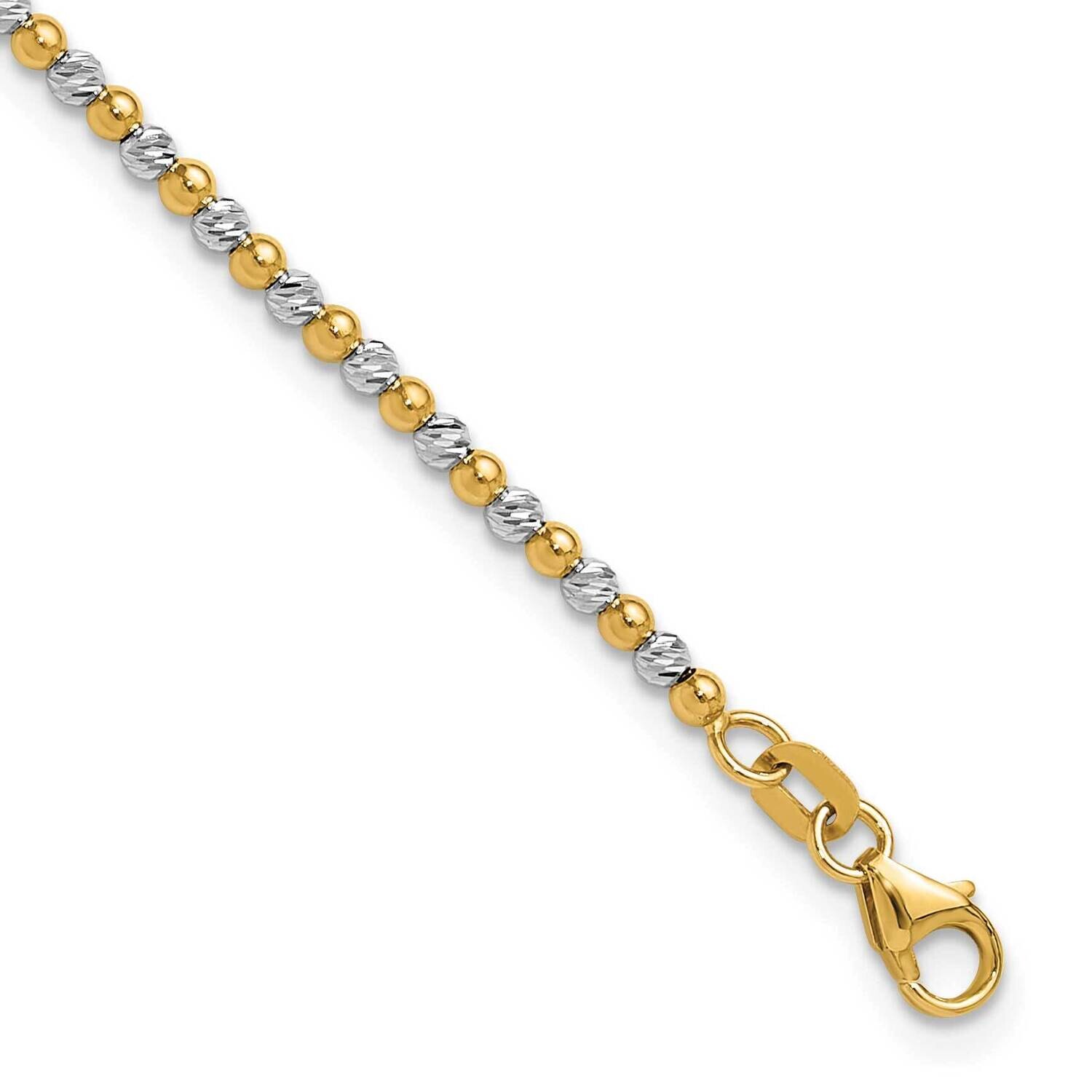 Diamond-Cut Beaded 7.5 Inch Bracelet 14k Two-Tone Gold FB1992-7.5