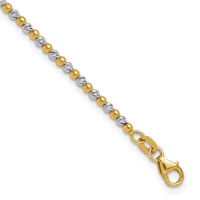 Diamond-Cut Beaded 7.5 Inch Bracelet 14k Two-Tone Gold FB1992-7.5, MPN: FB1992-7.5, 196904099445
