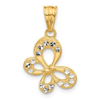 Polished Diamond-Cut Butterfly Pendant 14k Gold White Rhodium  C4878, MPN: C4878,