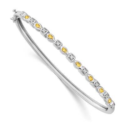 Citrine Diamond Bangle 14k White Gold BM7222-CI-011-WA, MPN: BM7222-CI-011-WA, 886774130132
