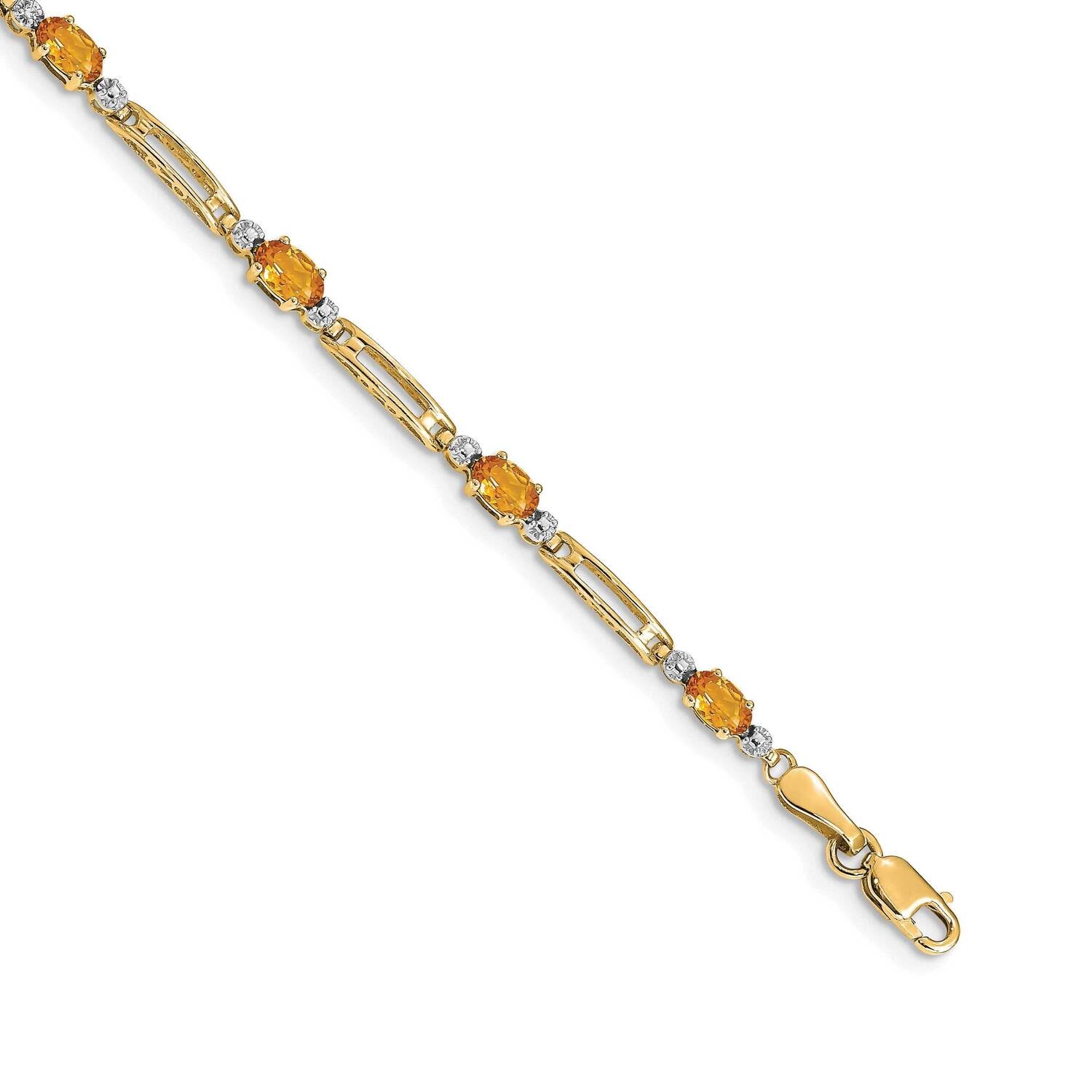 Diamond Citrine Bracelet 7 Inch 10k Gold BM4492-CI-001-1YA, MPN: BM4492-CI-001-1YA,