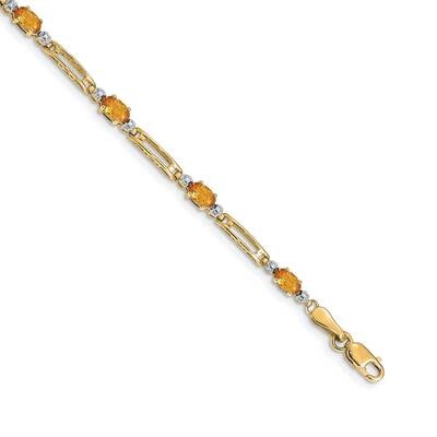 Diamond Citrine Bracelet 7 Inch 10k Gold BM4492-CI-001-1YA, MPN: BM4492-CI-001-1YA,