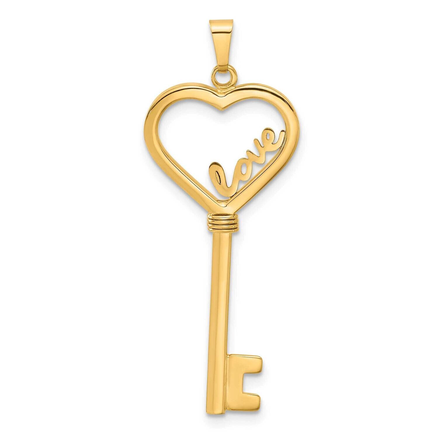 Love Heart Key Pendant 14k Polished Gold C4837, MPN: C4837,