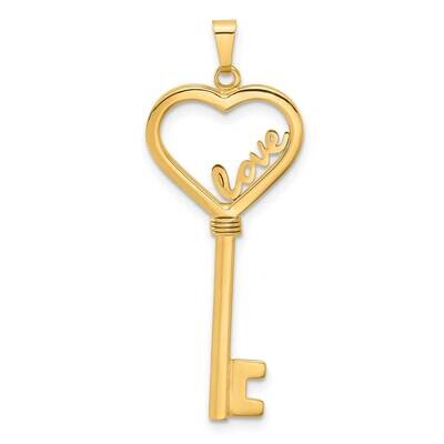 Love Heart Key Pendant 14k Polished Gold C4837, MPN: C4837,