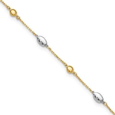 Polished 9 Inch Plus 1 Inch Extender Anklet 14k Two-Tone Gold ANK351-9, MPN: ANK351-9,