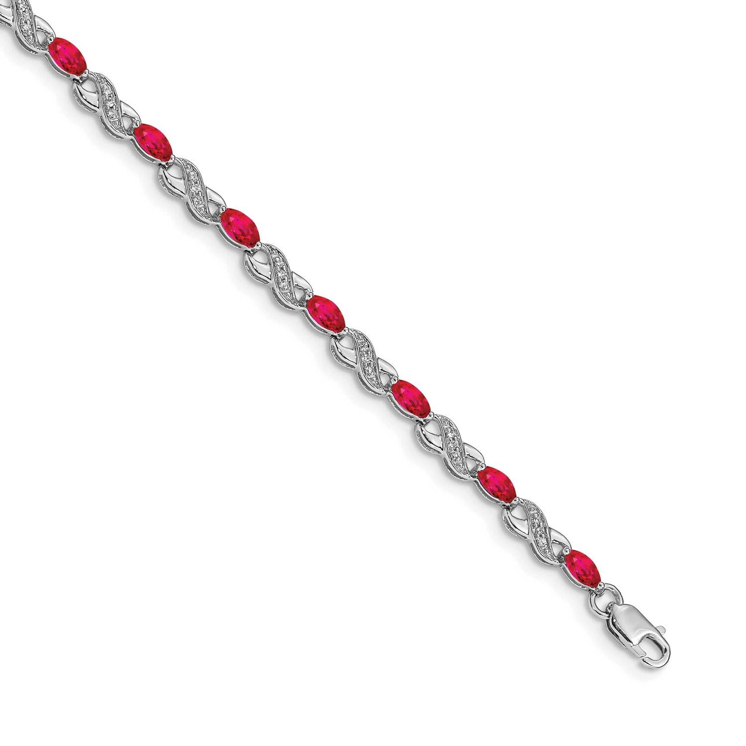 Diamond Ruby Infinity Bracelet 7 Inch 10k White Gold BM4485-RU-015-1WA