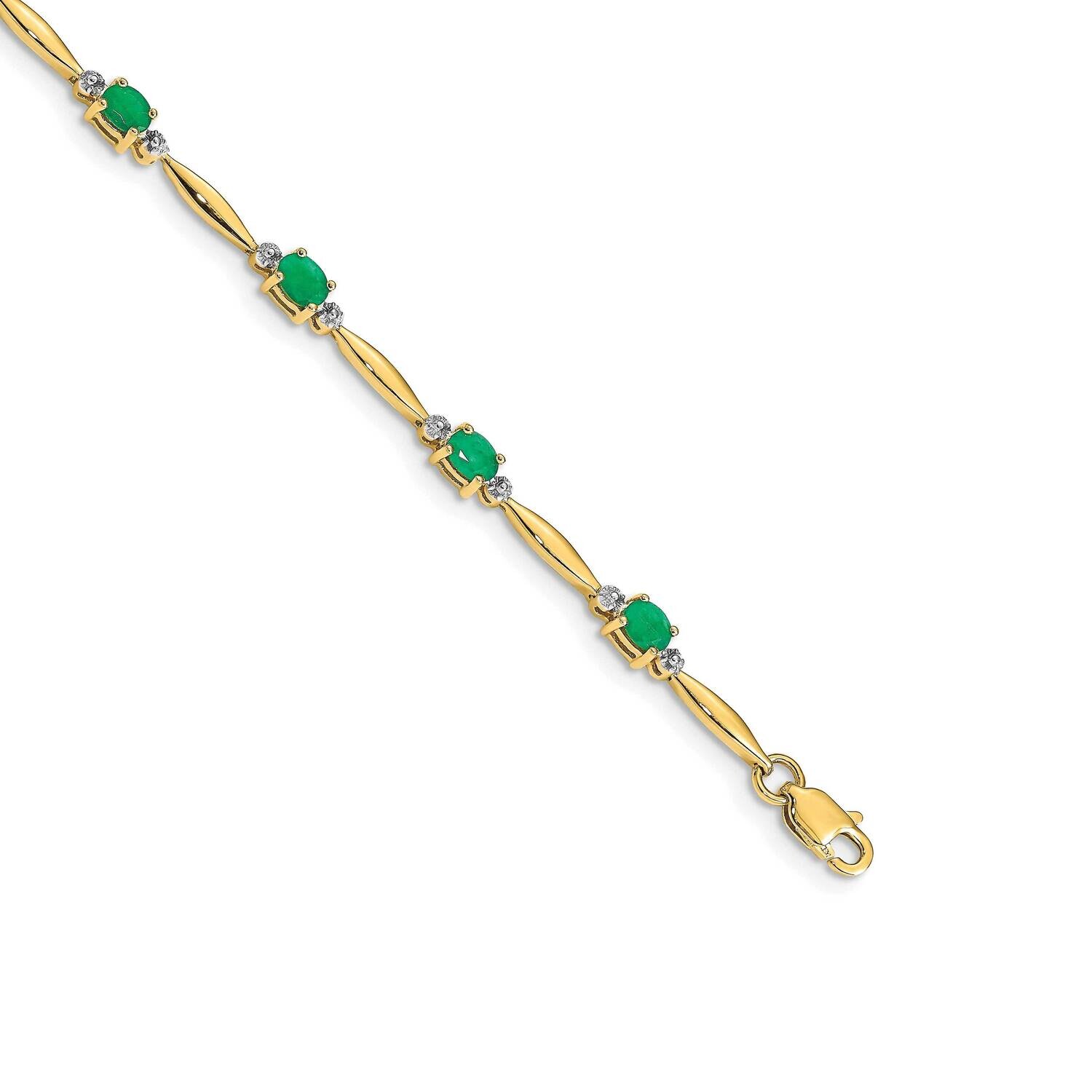 Diamond Oval Emerald Bracelet 7 Inch 10k Gold BM4484-EM-001-1YA, MPN: BM4484-EM-001-1YA, 8867741289…