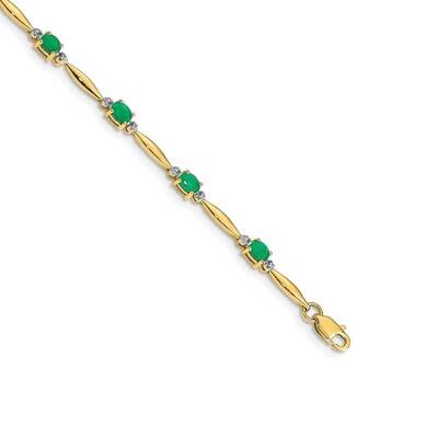 Diamond Oval Emerald Bracelet 7 Inch 10k Gold BM4484-EM-001-1YA, MPN: BM4484-EM-001-1YA, 8867741289…
