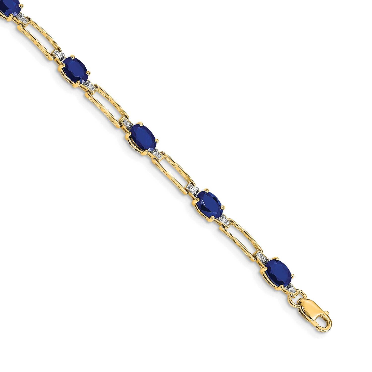 Diamond Sapphire Bracelet 7 Inch 10k Gold BM4489-SA-005-1YA, MPN: BM4489-SA-005-1YA, 886774128948