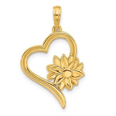 Fancy Heart Flower Charm 14k Gold D5451, MPN: D5451,