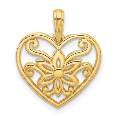 Fancy Flower Heart Charm 14k Polished Gold D5558, MPN: D5558,