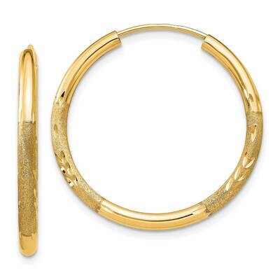 2mm Satin Diamond-Cut Endless Hoop Earrings 10k Gold 10XY1178, MPN: 10XY1178,